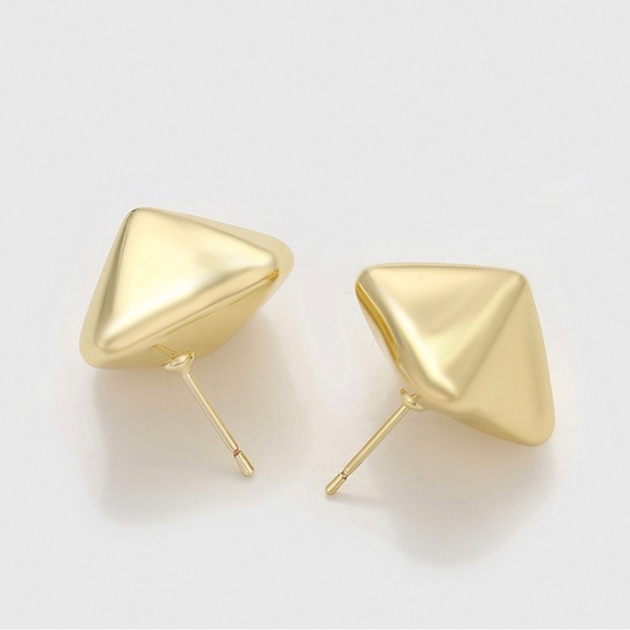 Zara Style Earrings Chunky Stud 14k Gold Plated Luxury Jewelry - Picture 3 of 9